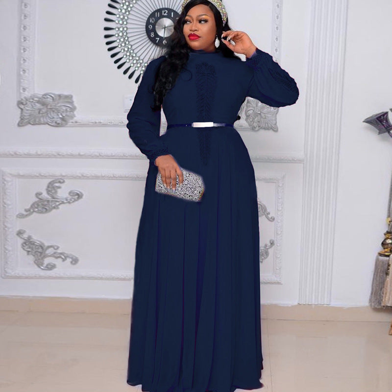 Plus Size Long Sleeve Big Hem Chiffon Dress
