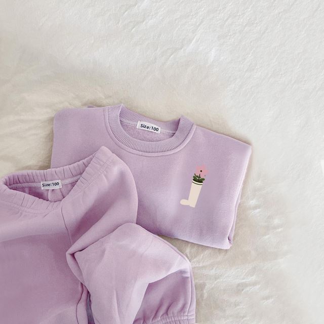 Conjunto de 2 piezas de ropa de invierno para bebé niña y niño Eroidery Thien Fle