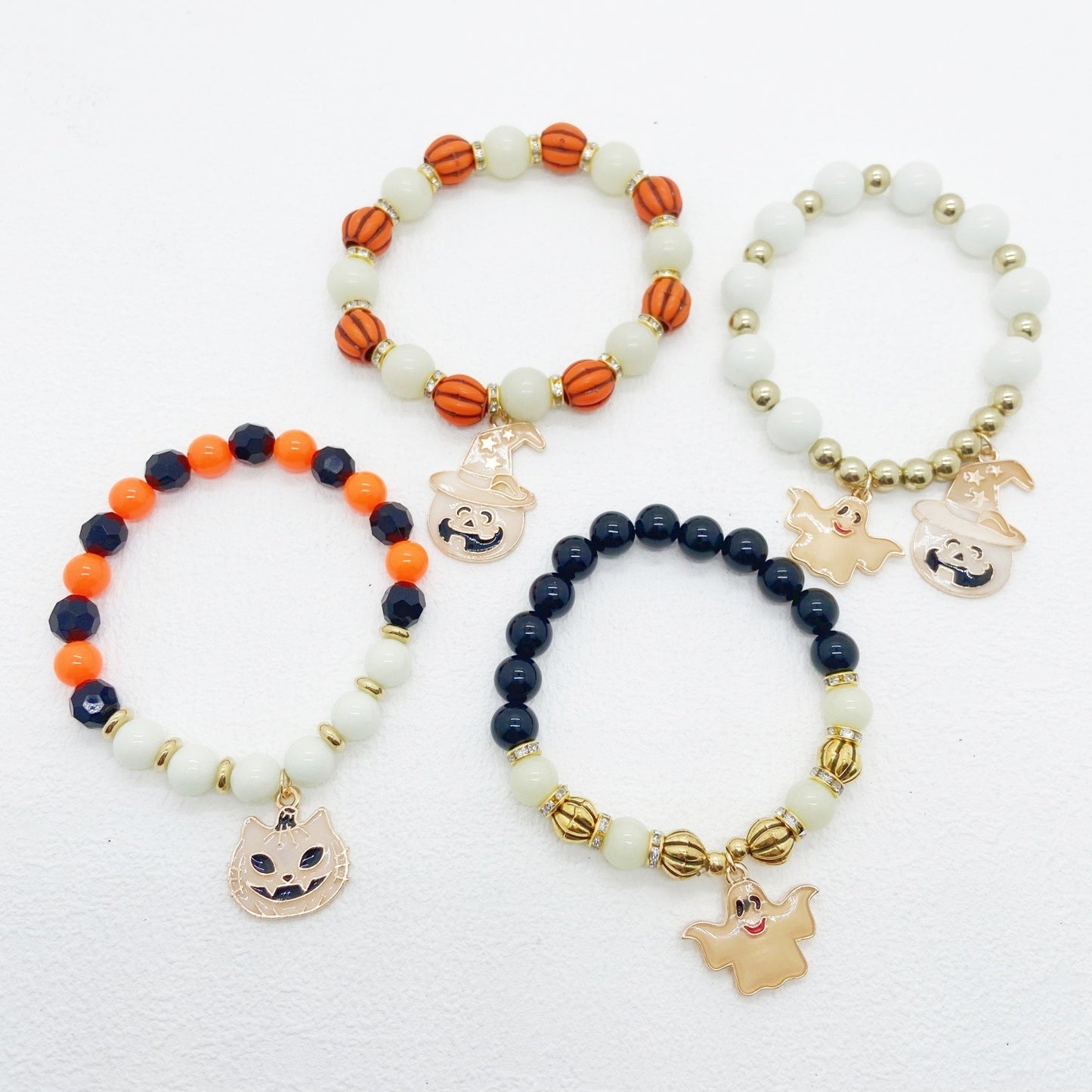 Bracelet d'Halloween avec tête de citrouille et fantôme lumineux