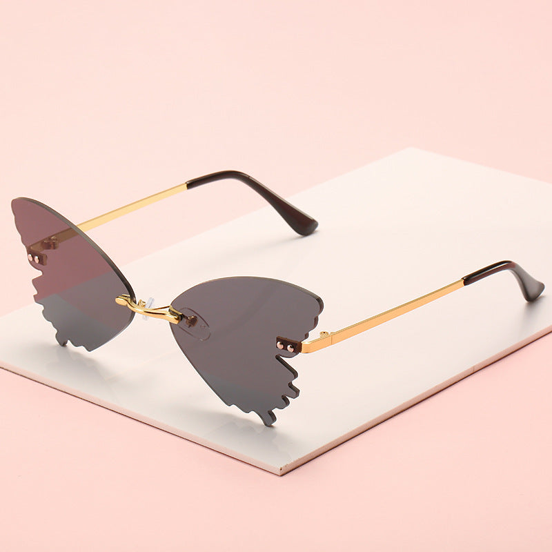 Lunettes de soleil papillon sans monture, lunettes de soleil amusantes pour la prise de vue dans la rue