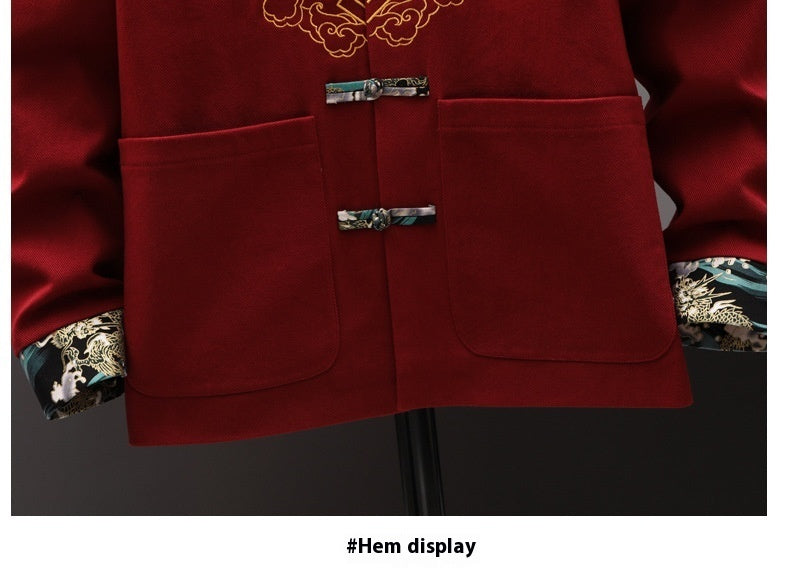 Manteau chinois brodé avec boucle de costume chinois