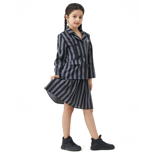 Costume de cosplay Halloween Mercredi Robe noire