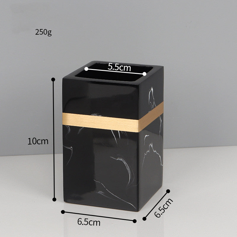 Juego de adornos para baño con taza para enjuague bucal y artículos de tocador de resina simple Continental