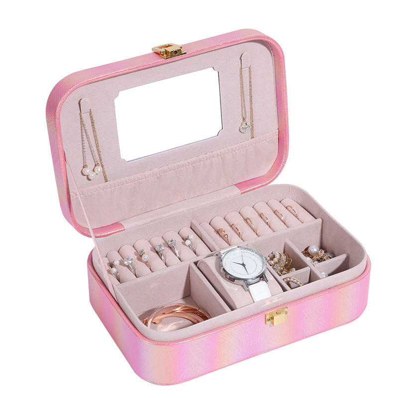 Boîte à bijoux princesse portable multifonctionnelle grande capacité