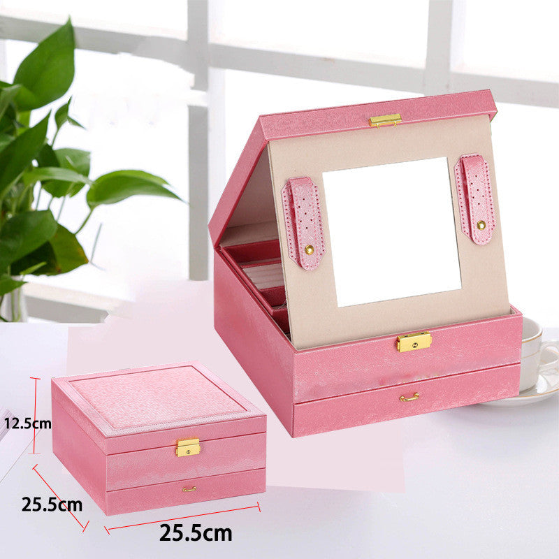 Boîte de rangement multifonctionnelle pour bijoux en cuir PU
