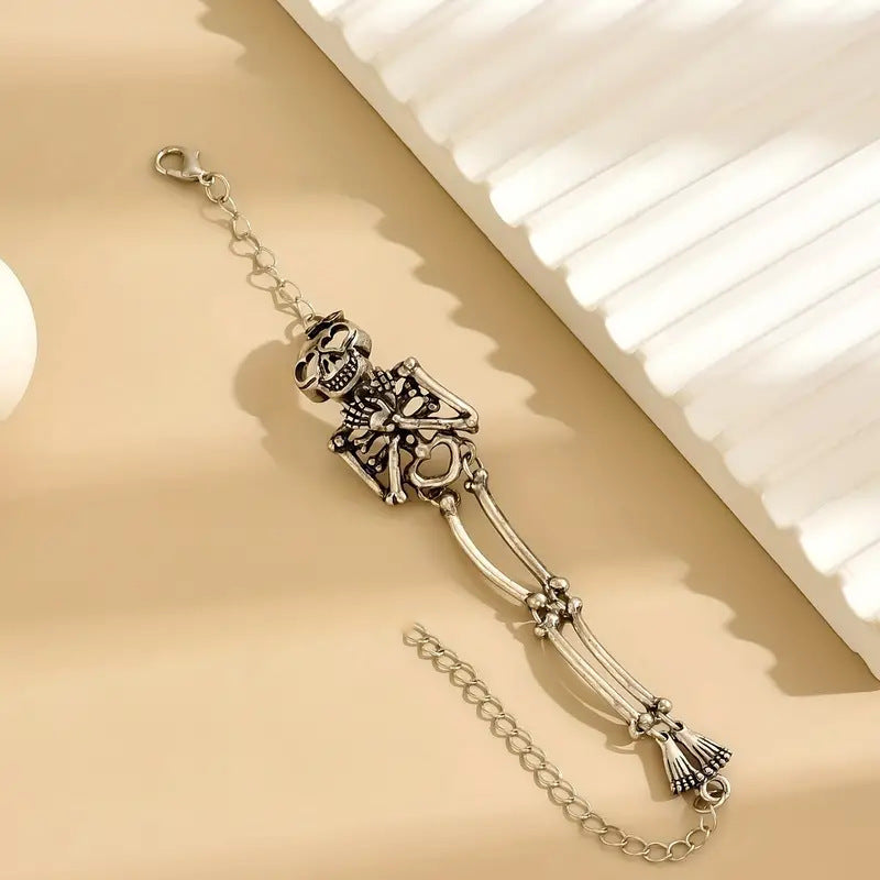 Bracelet tête de mort exagéré, bijou tendance pour Halloween
