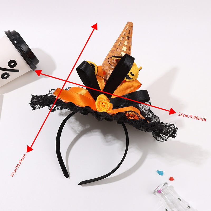 Bandeau d'Halloween avec chapeau et tête de citrouille