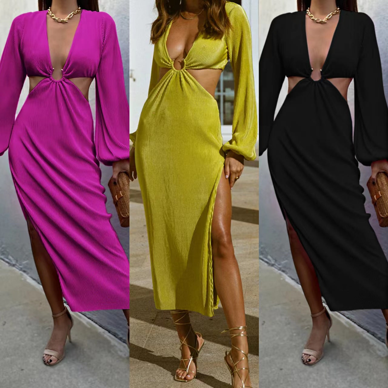 Vestidos de mujer sin cintura plisados prensados