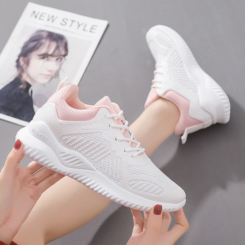 Nouvelles chaussures de sport pour femmes, en maille respirante, blanches, pour voyage et course à pied