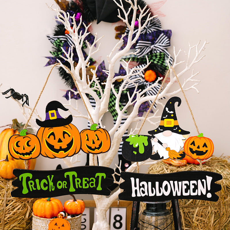 Décorations d'Halloween Pendentif citrouille en bois