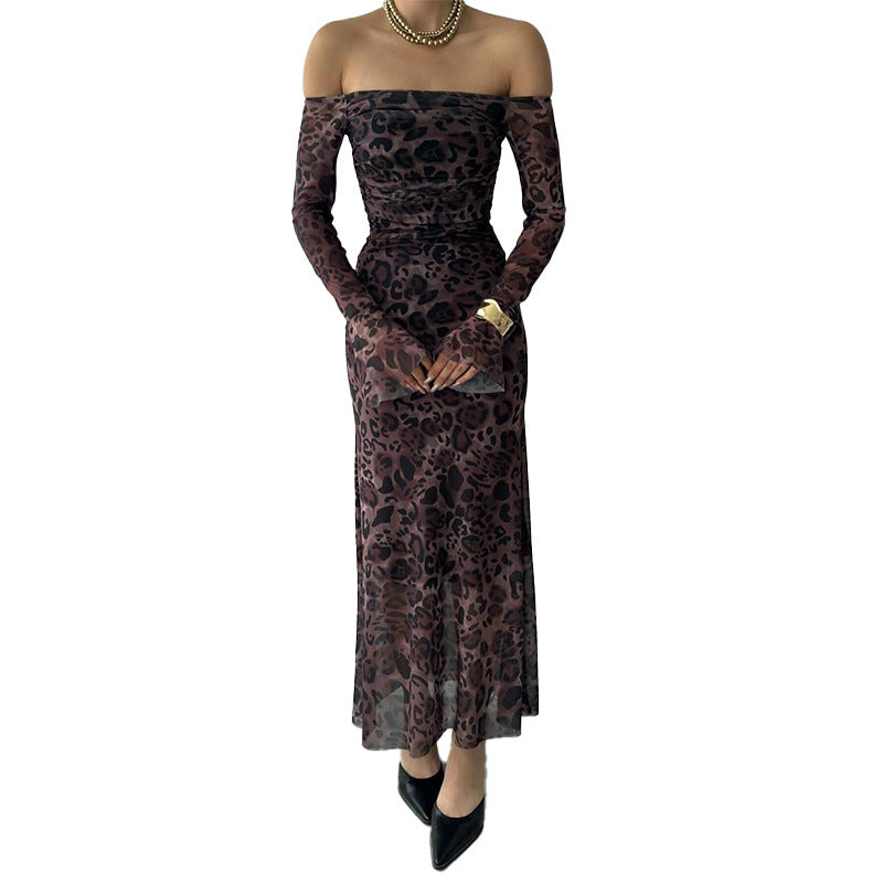 Robe à manches cloche et épaules dénudées, imprimé léopard et imprimé floral, mode féminine