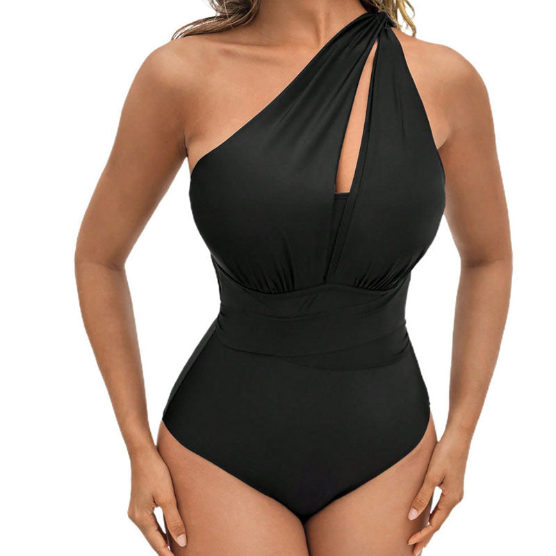 Traje de baño de una pieza adelgazante con cuello halter para mujer