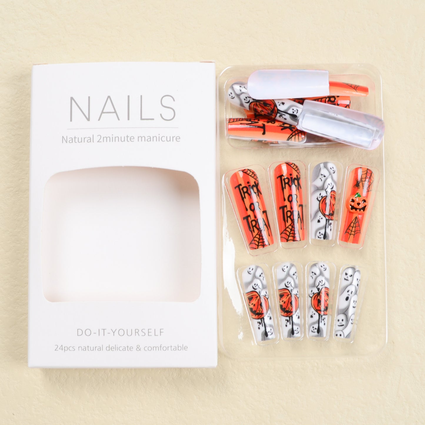 Patch pour ongles citrouille d'Halloween tendance