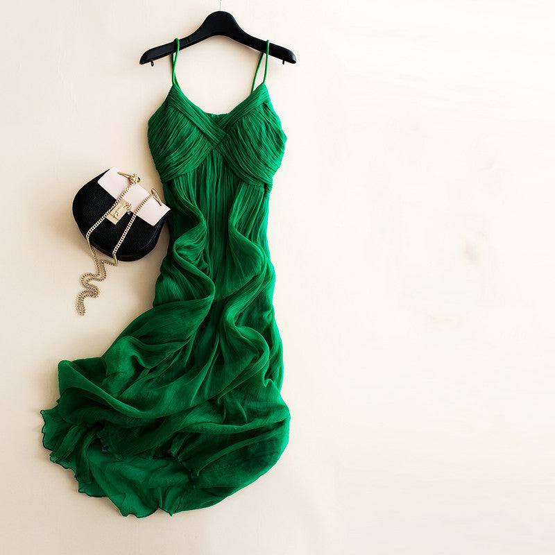 Women's Suspender Open Back Large Swing Dress