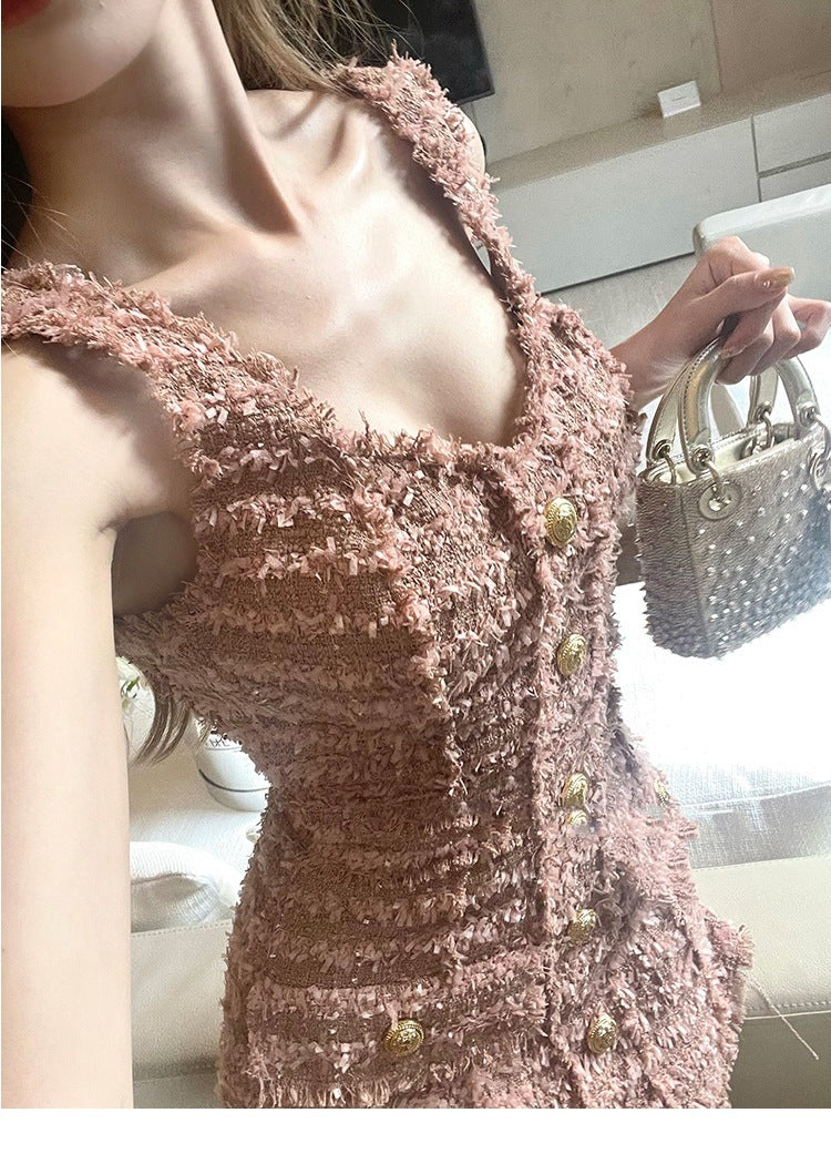 Vestido teñido con hebilla dorada para siesta artesanal de industria pesada