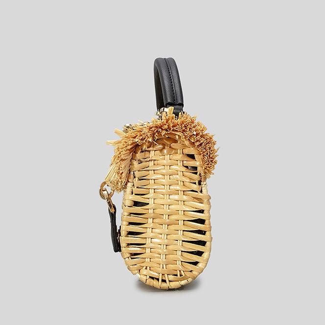 Sac à main en paille tissée fait main pour station balnéaire rurale