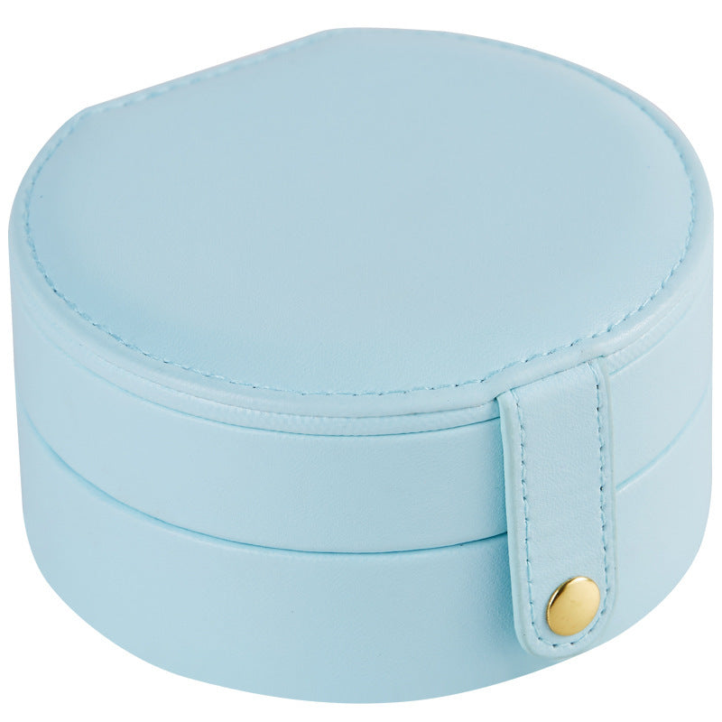 Boîte ronde portable Princess Mini petite boîte de rangement de bijoux de luxe simple à main