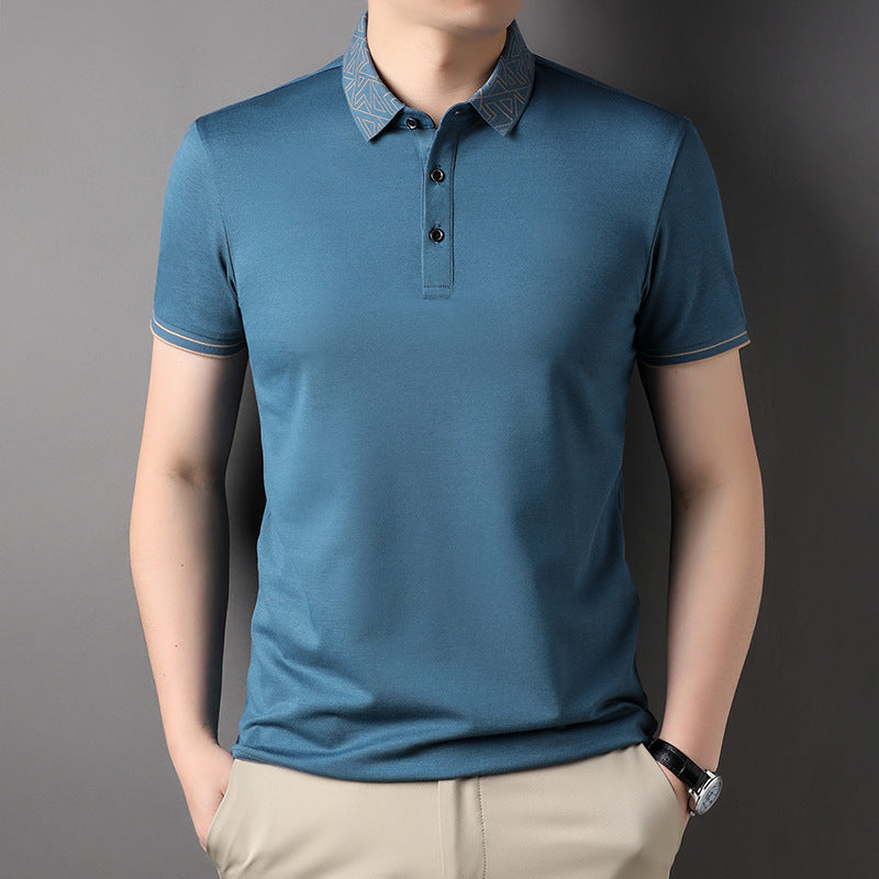 T-shirt homme col polo couleur unie fin