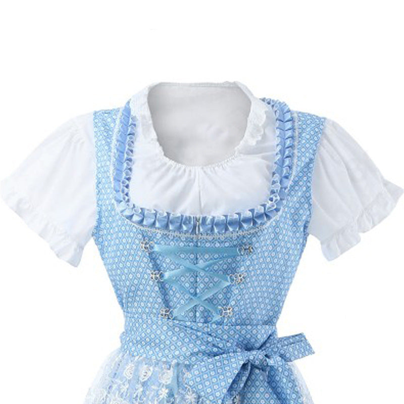 Robe longue à lacets imprimée à manches courtes et motif bière de Munich pour Halloween