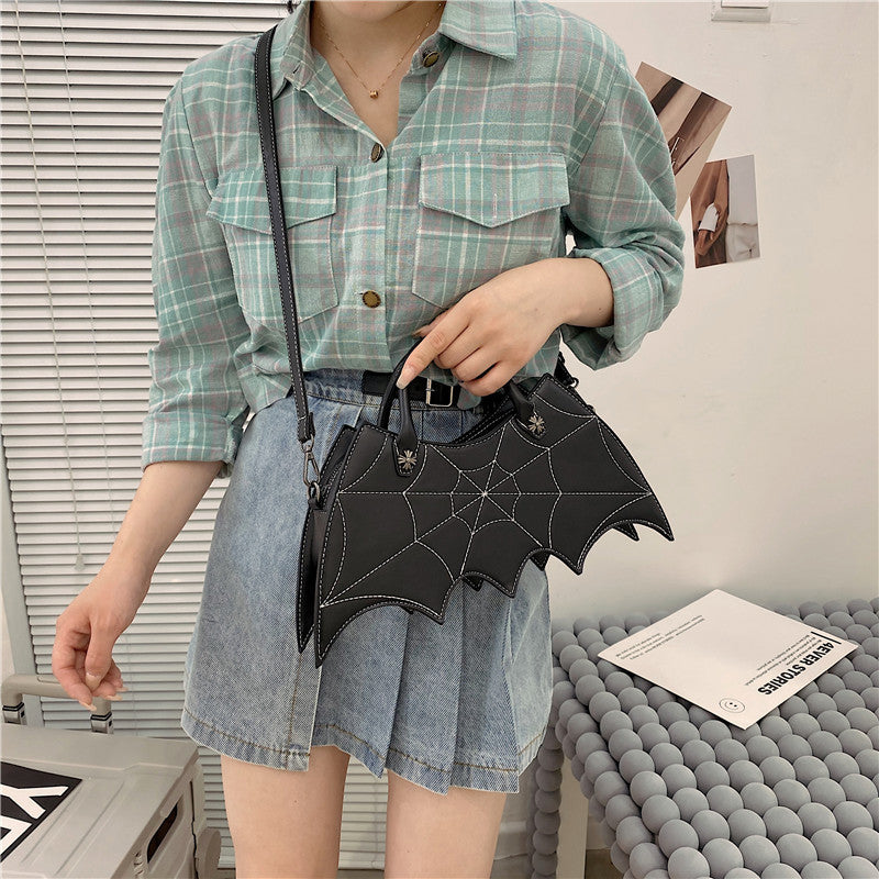 Sacs à bandoulière en forme de toile d'araignée pour Halloween, sacs à main en PU de style Batgirl Tide, sac messager à la mode