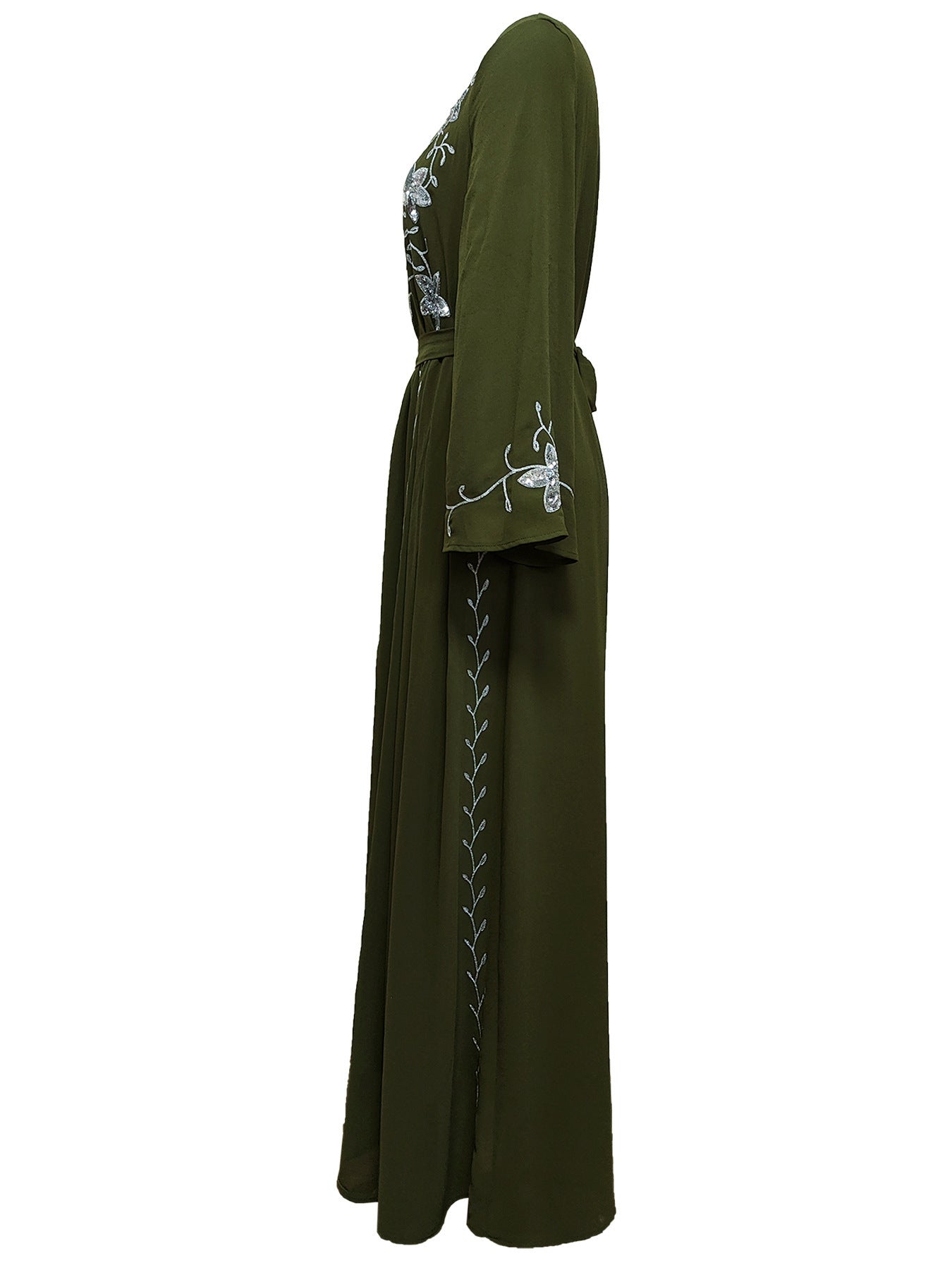 Elegante vestido con apliques bordados para cena de fiesta