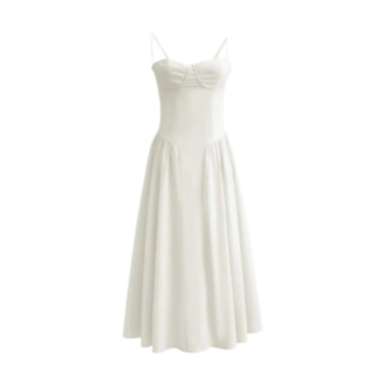 Vestido con vuelo grande y tirantes escotados, estilo palaciego elegante, nuevo, para mujer