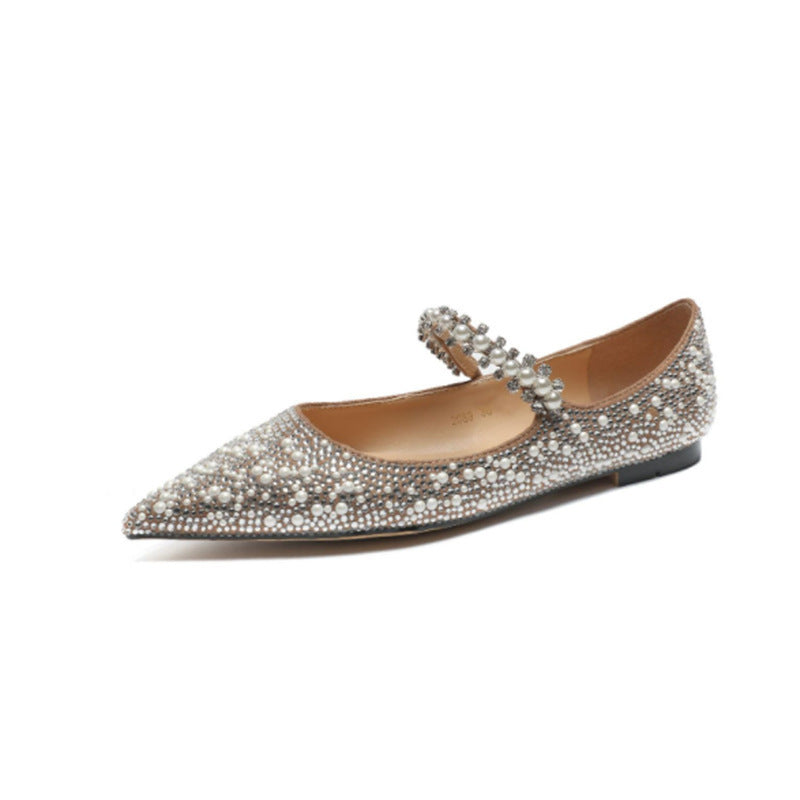Tacones altos con punta de cristal y tacón de aguja para banquete de hadas