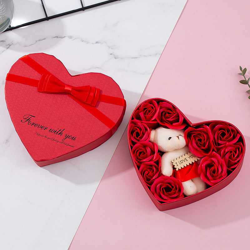 Caja de regalo con forma de corazón en forma de rosa roja Caja de regalo de Navidad para Año Nuevo Regalo de Navidad para San Valentín Regalo de cumpleaños para el Día de la Madre