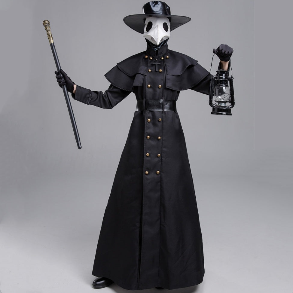 Costume de héros du donjon sombre d'Halloween, costume de docteur de la peste à bouche de corbeau