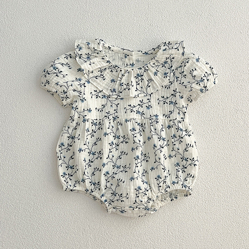 Vestido de niña pequeño con estampado floral y personalidad de moda