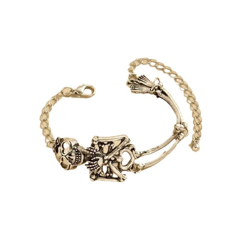 Bracelet tête de mort exagéré, bijou tendance pour Halloween