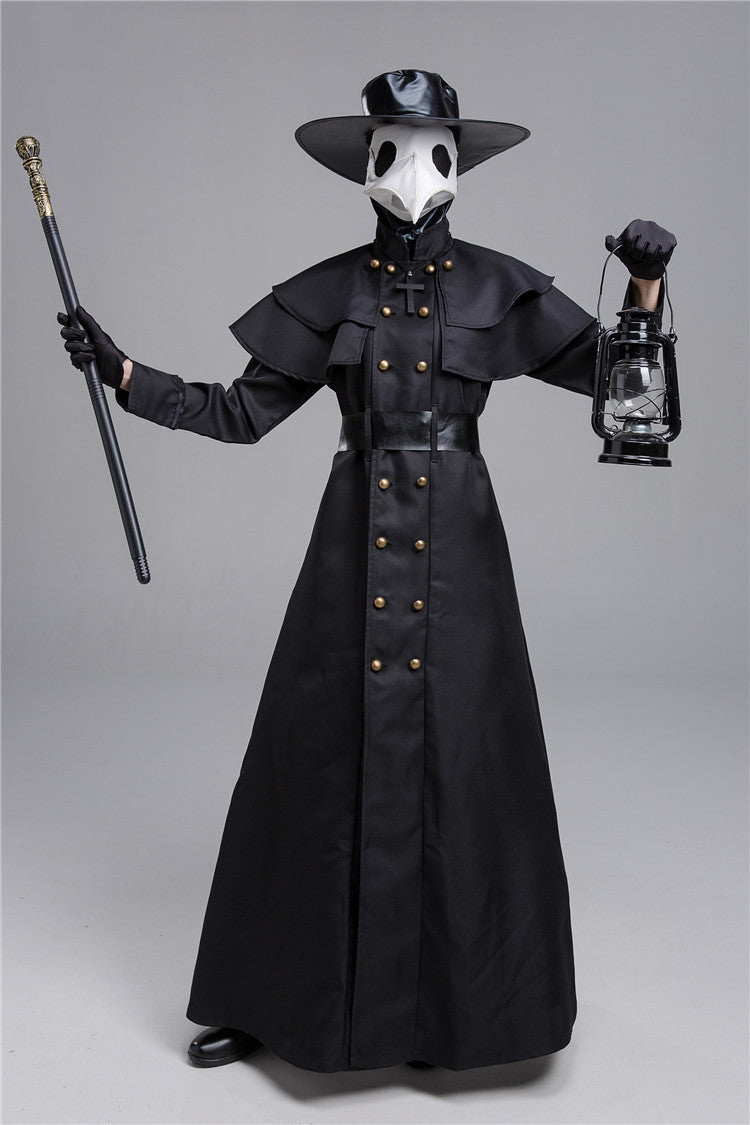 Costume de héros du donjon sombre d'Halloween, costume de docteur de la peste à bouche de corbeau