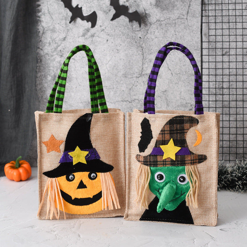 Bolsa de mano con forma de calabaza y calavera de bruja para niños, divertida y creativa, para regalar, para hacer joyas, pequeñas bolsas de compras