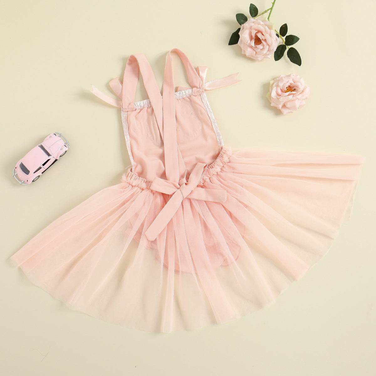 Mameluco de malla de encaje bicolor naranja con estampado de letras