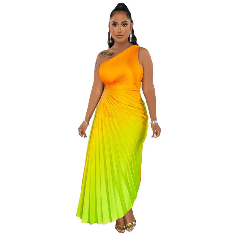 Robe plissée sexy dégradée