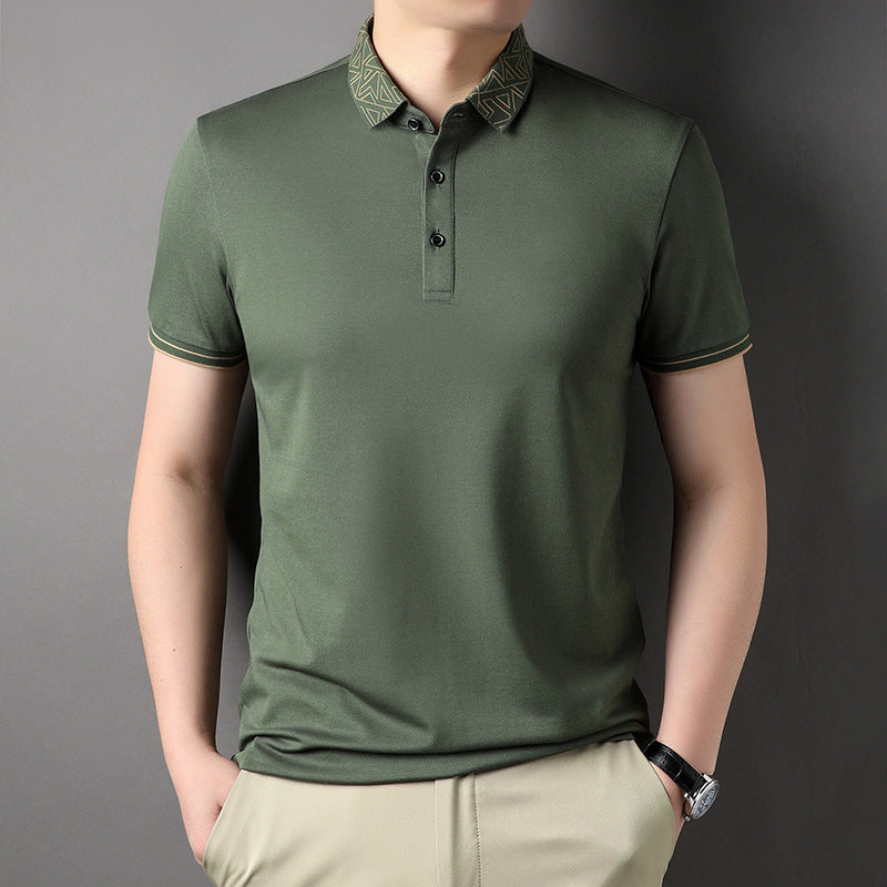 T-shirt homme col polo couleur unie fin