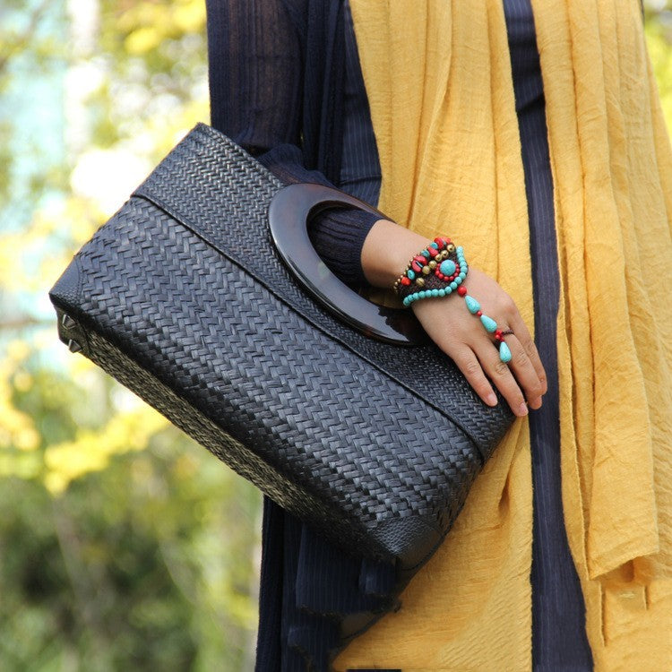 Nuevo Bolso de paja Original hecho a mano, bolso de mujer de ratán,