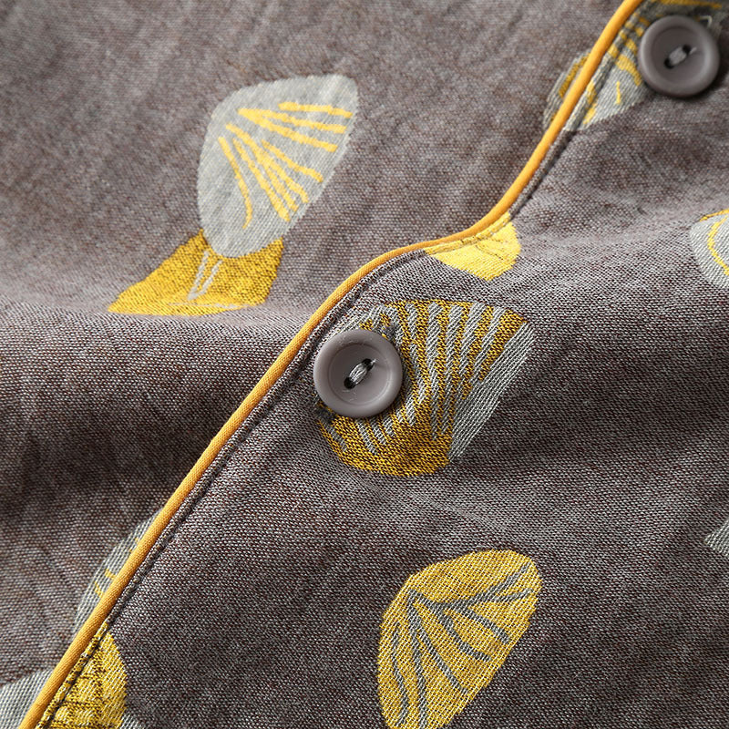 Pyjama jacquard à manches longues en pur coton double épaisseur pour homme