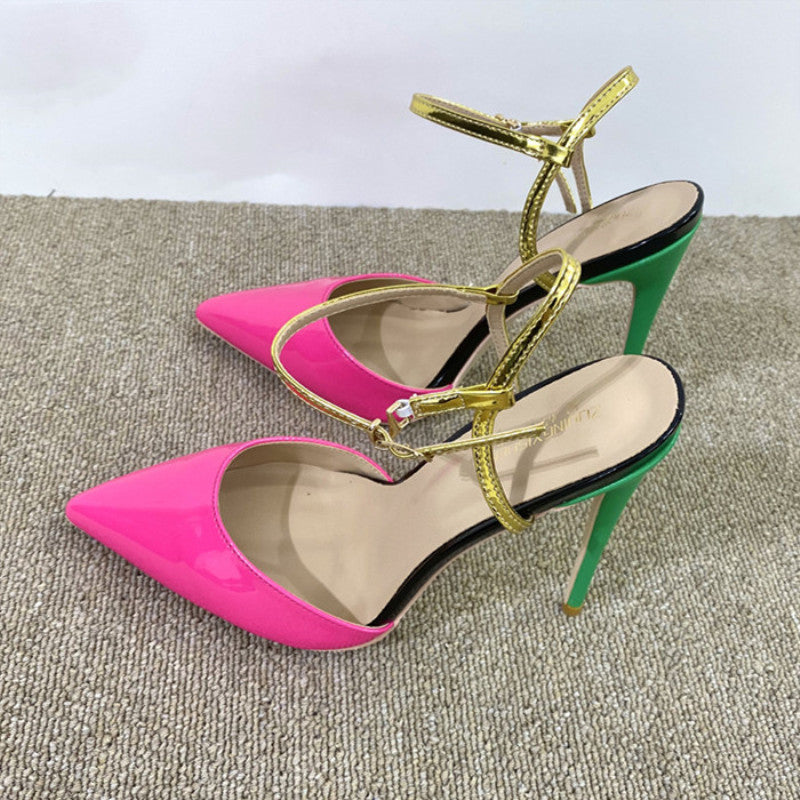 Sandales à brides colorées à talons aiguilles pour femmes