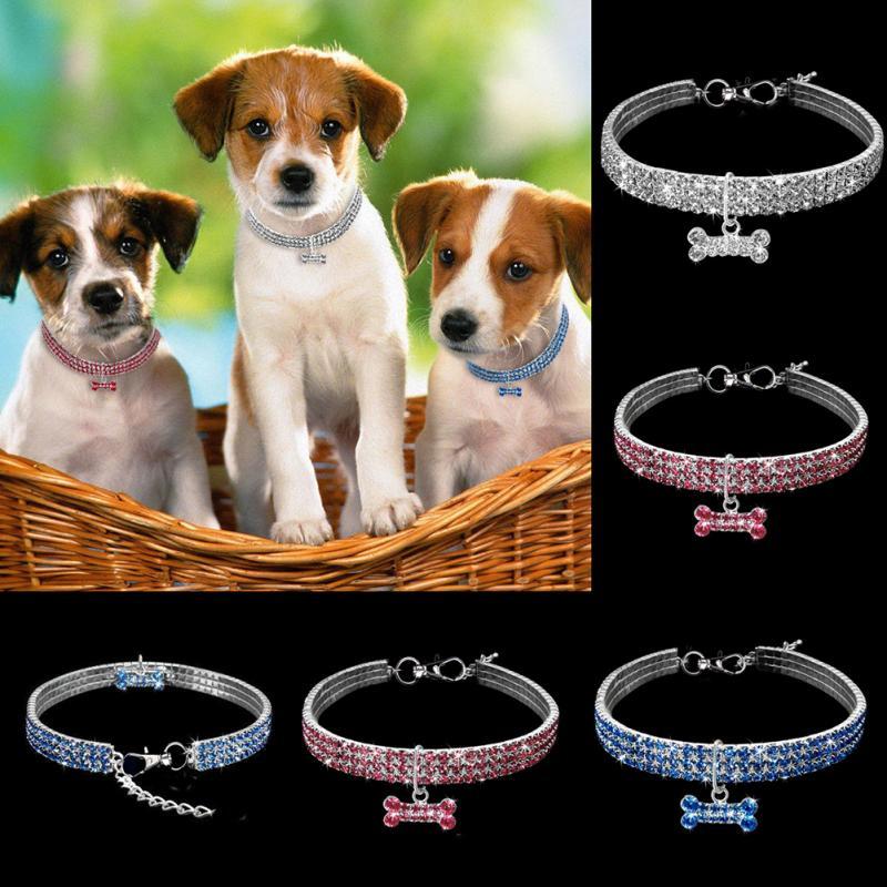 Collar de perro con diamantes de imitación brillantes, collar de cristal para cachorros, chihuahuas, collares para perros pequeños, medianos y gatos