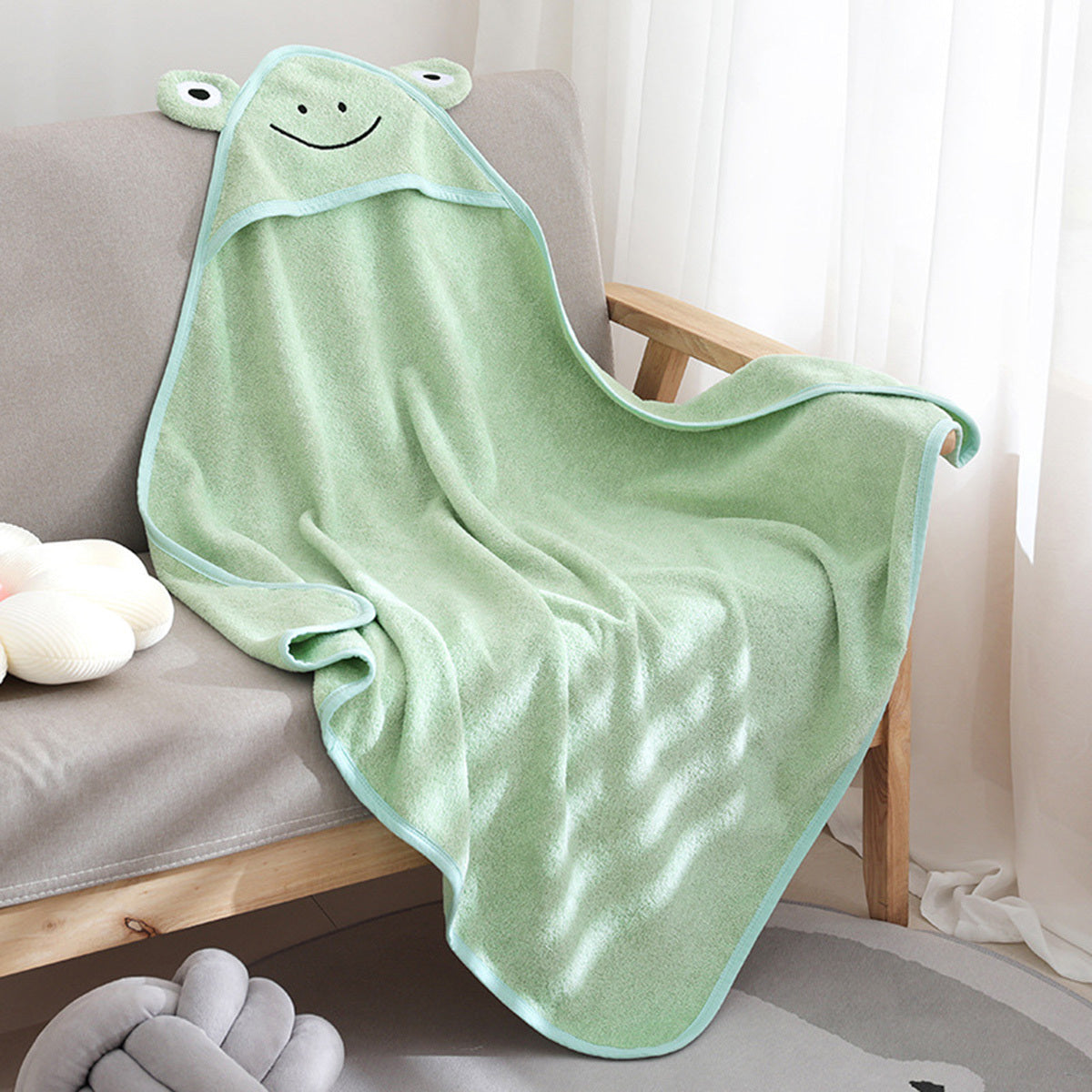 Serviette de bain absorbante en coton à capuche pour enfants, motif dessin animé mignon
