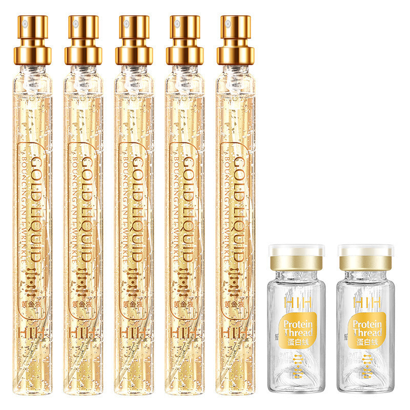 Kit de beauté aux peptides de protéines d'or. Ensemble de soins pour la peau. Liquide de sculpture au fil d'or.