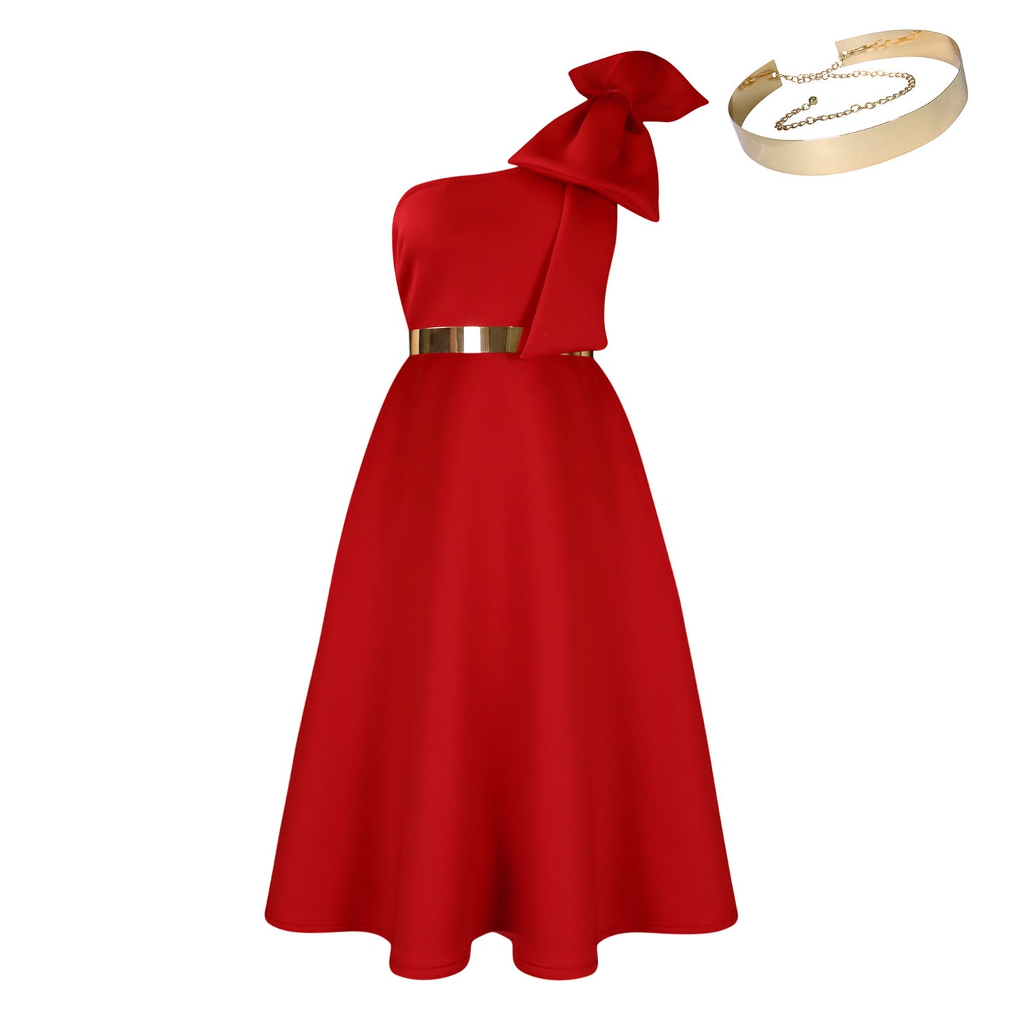 Nouvelle robe de soirée à la mode avec nœud oblique et épaules dénudées, grande robe trapèze africaine