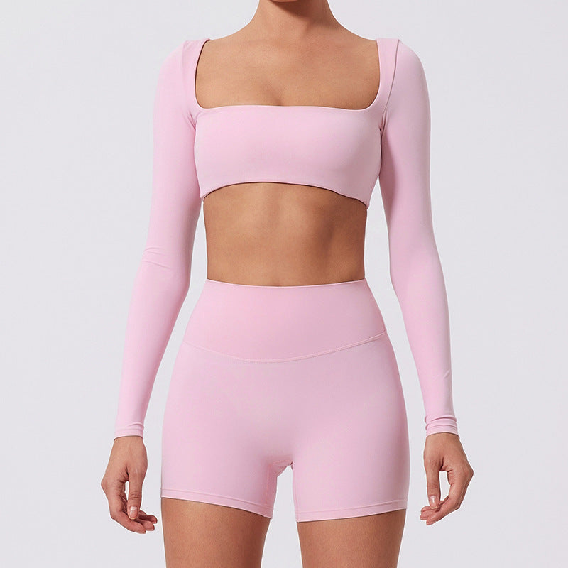 Camiseta deportiva de manga larga para yoga, correr al aire libre y fitness