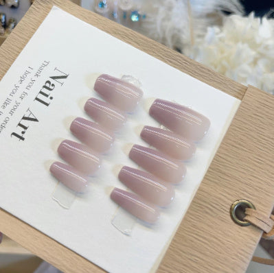 Taro Pure Color gradiente hecho a mano desgaste uñas producto terminado pegatinas de uñas