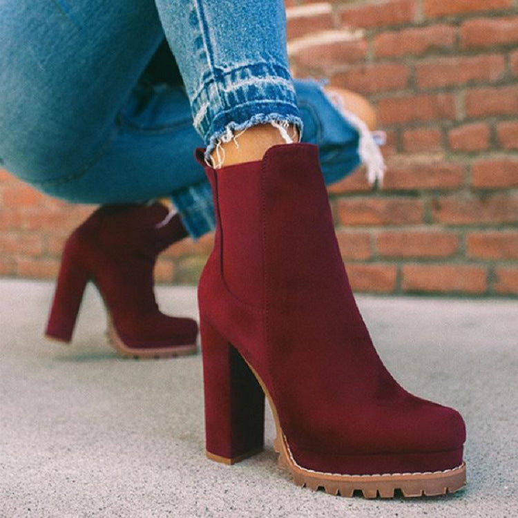 Botas de tobillo de punta redonda con estampado de leopardo liso, zapatos de tacón alto cuadrado grueso para mujer, botas de fiesta de vestir de gamuza de moda informal para otoño e invierno