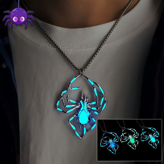 Collier araignée lumineux stéréo créatif pour Halloween, bijou fluorescent nocturne, style antique vintage, brille dans le noir, pour homme et femme, cadeau de fête, d'Halloween, de club