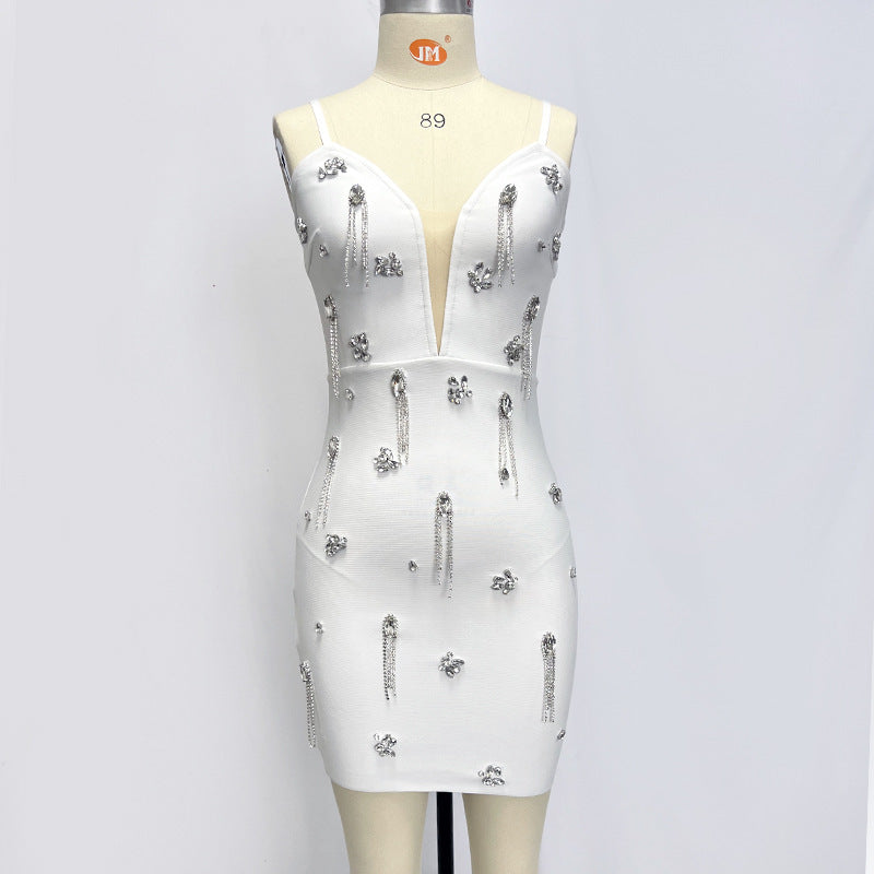 Vestido de una pieza con vendaje blanco para mujer