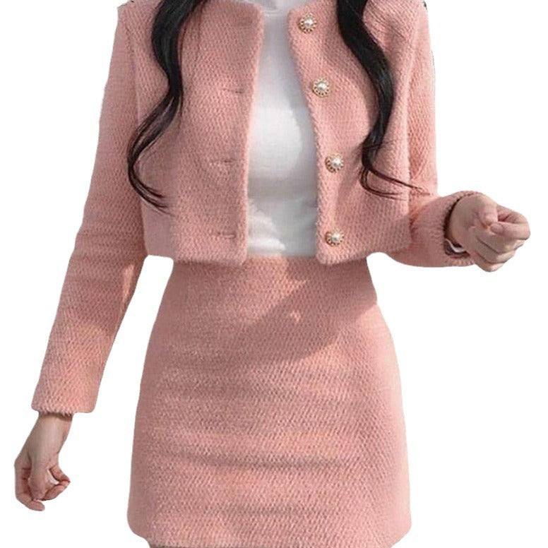 Ensemble Twinset en fourrure de style classique doux et super court