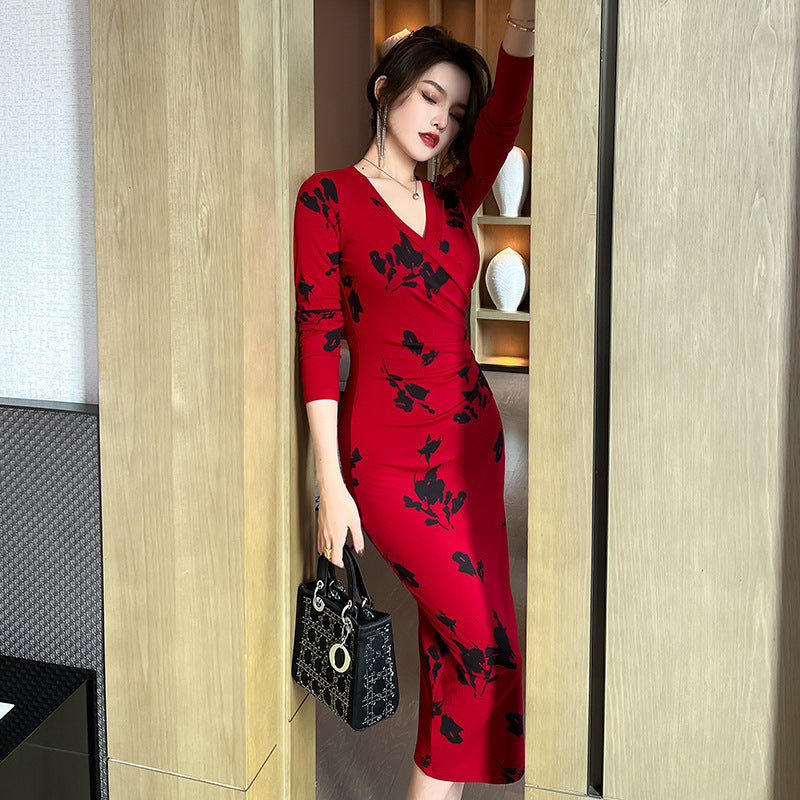 Robe slim à imprimé rétro tendance